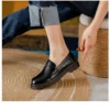 Womens Retro Round Toe Leather Loafer Flats Shoes Slip On Casual All Season
