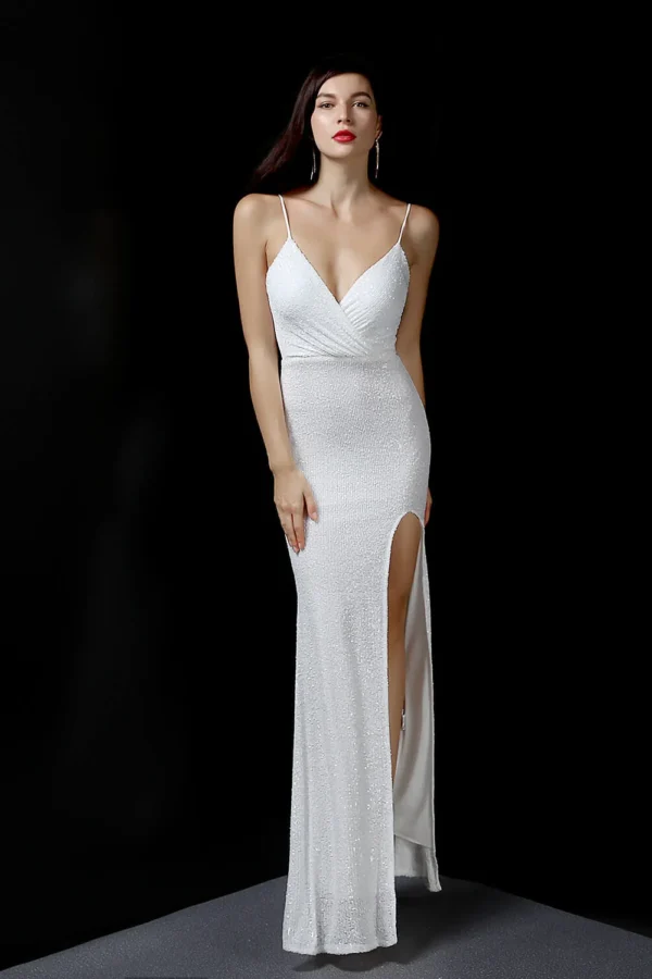 Womens Sequin Mermaid Evening Dress Slim Fit Formal Prom Party Gown