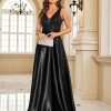Deep-V Sleeveless Sequin Elegant Evening Gown Bridesmaid Plus Size