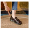 Womens Retro Round Toe Leather Loafer Flats Shoes Slip On Casual All Season