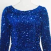 Long Sleeve Sequin Stretch Velvet Mermaid Evening Dress