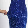 Sequin One Shoulder Cutout Slit Mermaid Party Dress