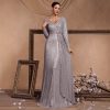 Sequin Long Sleeve V-Neck Elegant Maxi Evening Gown Women Dress