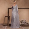 Sequin Long Sleeve V-Neck Elegant Maxi Evening Gown Women Dress