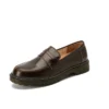 Womens Retro Round Toe Leather Loafer Flats Shoes Slip On Casual All Season