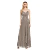 Spaghetti Strap V-Neck Sequin Evening Dress Bridesmaid Party Wedding Plus Size