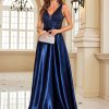 Deep-V Sleeveless Sequin Elegant Evening Gown Bridesmaid Plus Size