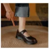 Womens Preppy Round Toe Mary Jane Shoes Buckle Strap Leather Platform