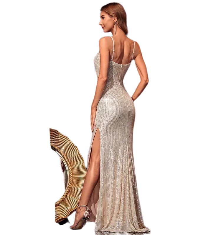 Womens Sequin Mermaid Evening Dress Slim Fit Formal Prom Party Gown