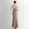 Strapless Sequin Slit Mermaid Maxi Evening Dress Hostess Plus Size
