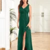 Womens Elegant Sequin Evening Cocktail Dress Deep-V Asymmetric Slit Slim