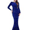 Long Sleeve Sequin Stretchy Mermaid Evening Dress Floor-Length Elegant