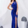 Sequin One Shoulder Cutout Slit Mermaid Party Dress