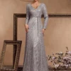 Sequin Long Sleeve V-Neck Elegant Maxi Evening Gown Women Dress