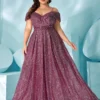 Plus Size Velvet Sequin Spaghetti Strap Evening Gown 2025 Summer Slimming Dress