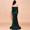 Sexy Off-Shoulder Long Sleeve Sequin Mermaid Party Maxi Dress Plus Size