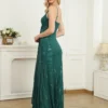 Spaghetti Strap V-Neck Sequin Evening Dress Bridesmaid Party Wedding Plus Size