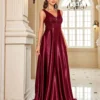 Deep-V Sleeveless Sequin Elegant Evening Gown Bridesmaid Plus Size