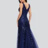 Elegant Deep V-Neck Evening Dress Gown with Embroidered Sequins
