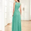 Womens Elegant Sequin Evening Cocktail Dress Deep-V Asymmetric Slit Slim