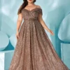 Plus Size Velvet Sequin Spaghetti Strap Evening Gown 2025 Summer Slimming Dress