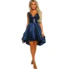 Womens V-Neck Sequin Sleeveless High-Low Cocktail Dress