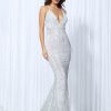 Sequin Evening Dress Women Spaghetti Strap V-Neck Backless Mermaid Gown
