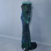 Sequin Dress Feather Off Shoulder Long Sleeve Mermaid Evening Gown