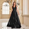 Deep-V Sleeveless Sequin Elegant Evening Gown Bridesmaid Plus Size