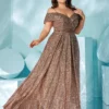 Plus Size Velvet Sequin Spaghetti Strap Evening Gown 2025 Summer Slimming Dress
