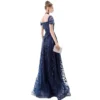 Navy Blue Lace Sleeveless High Waist Long Evening Gown Elegant Party Dress