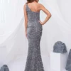 Sequin One Shoulder Cutout Slit Mermaid Party Dress