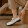 Womens Preppy Round Toe Mary Jane Shoes Buckle Strap Leather Platform