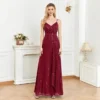 Spaghetti Strap V-Neck Sequin Evening Dress Bridesmaid Party Wedding Plus Size