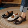 Womens Preppy Round Toe Mary Jane Shoes Buckle Strap Leather Platform