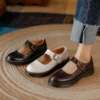 Womens Preppy Round Toe Mary Jane Shoes Buckle Strap Leather Platform
