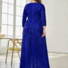 Women Plus Size Sequin Long Sleeve V-Neck Elegant Evening Party Dress