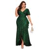 Plus Size Mermaid Sequin Evening Dress V-Neck Sleeveless High Waist