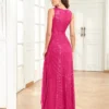 Womens Elegant Sequin Evening Cocktail Dress Deep-V Asymmetric Slit Slim