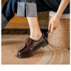 Womens Preppy Round Toe Lace-Up Leather Platform Shoes Oxfords