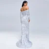 Sexy Off-Shoulder Long Sleeve Sequin Mermaid Party Maxi Dress Plus Size