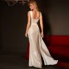 Elegant Sequin V-Neck Spaghetti Strap High Waist High Slit Mermaid Long Prom Dress