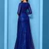Sequin Long Sleeve V-Neck Elegant Maxi Evening Gown Women Dress