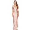 Womens Sequin Evening Dress Deep-V Spaghetti Strap Sleeveless Maxi Dress