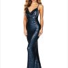 Sequin Halter Backless Mermaid Evening Sleeveless Long Dress