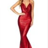 Sequin Halter Backless Mermaid Evening Sleeveless Long Dress