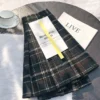 Womens High Waist Plaid Woolen Pleated Mini Skirt Fall Winter Preppy Office