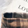 Womens High Waist Plaid Woolen Pleated Mini Skirt Fall Winter Preppy Office
