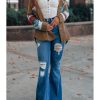 Womens Street Style Western Print Corduroy Loose Mid-Long Shirt Jacket