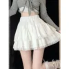Womens French Tiered Mini Skirt High Waist Lace Ruffle